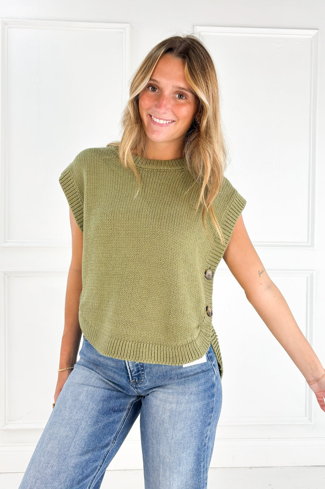 Button Side Sweater Vest