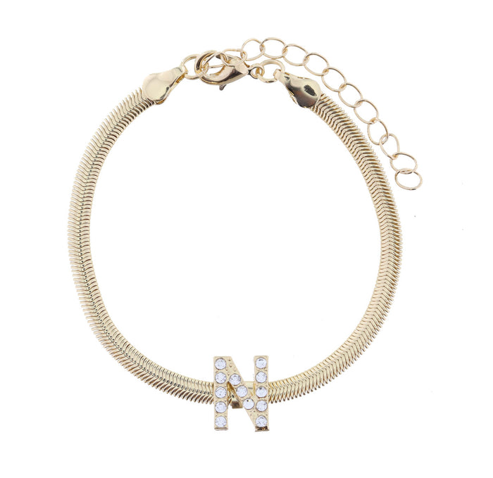 Snake Chain Initial Bracelet| N