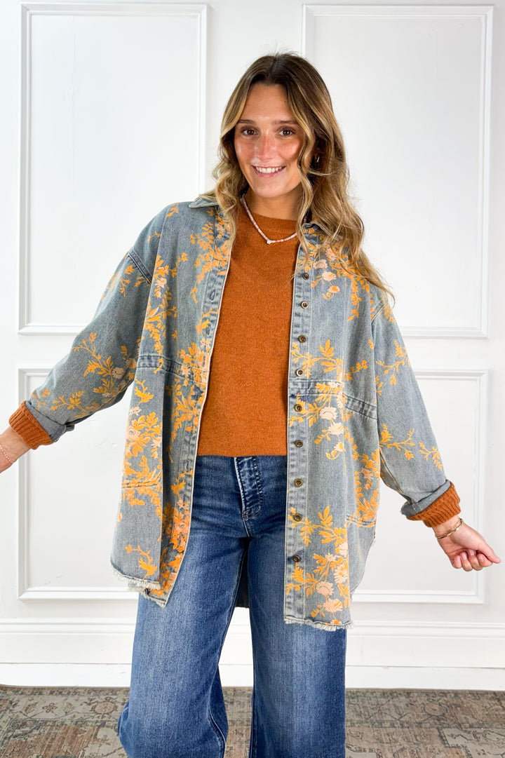 Relaxed Floral Denim Jacket