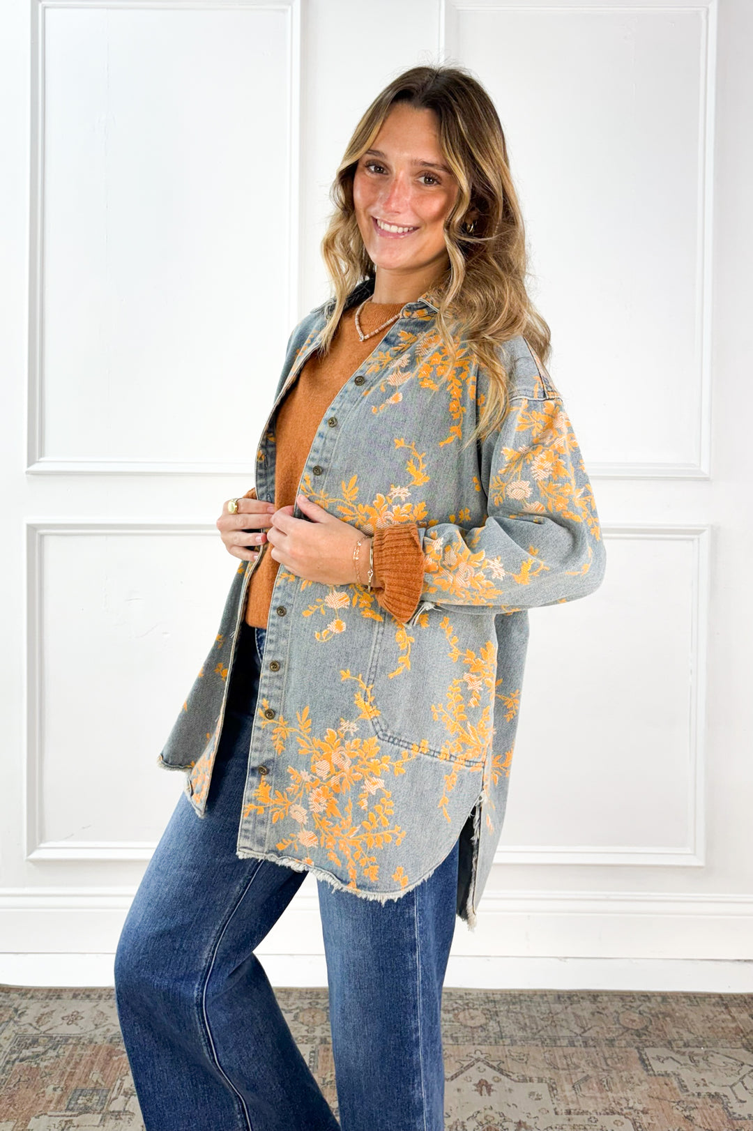 Relaxed Floral Denim Jacket