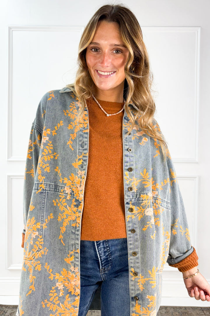 Relaxed Floral Denim Jacket