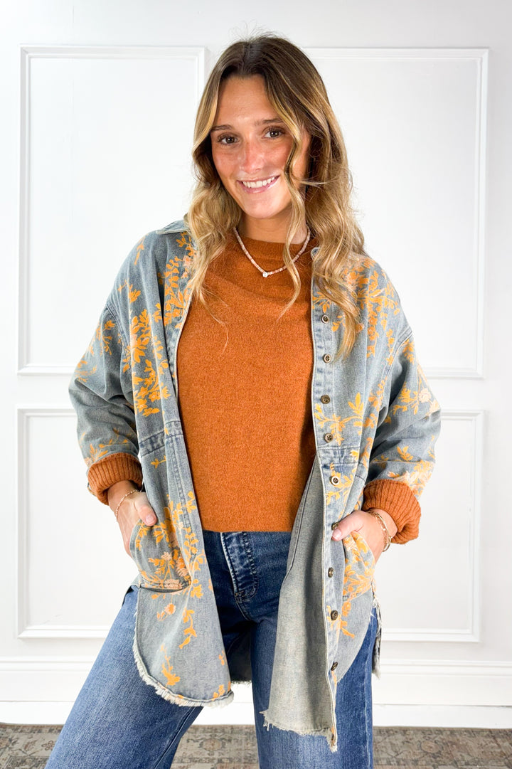 Relaxed Floral Denim Jacket