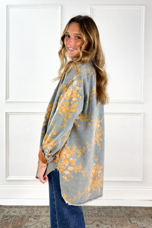 Relaxed Floral Denim Jacket