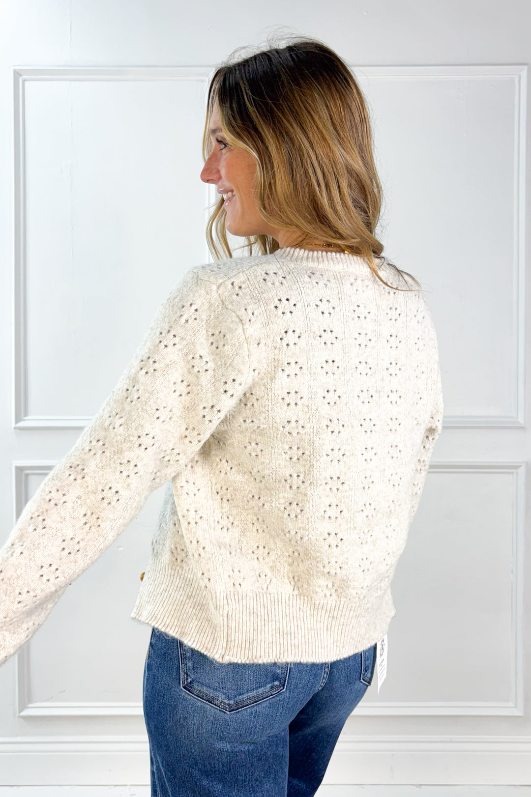 Sweetly Stitched Eyelet Knit Cardigan