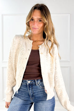 Sweetly Stitched Eyelet Knit Cardigan