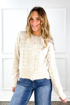 Sweetly Stitched Eyelet Knit Cardigan