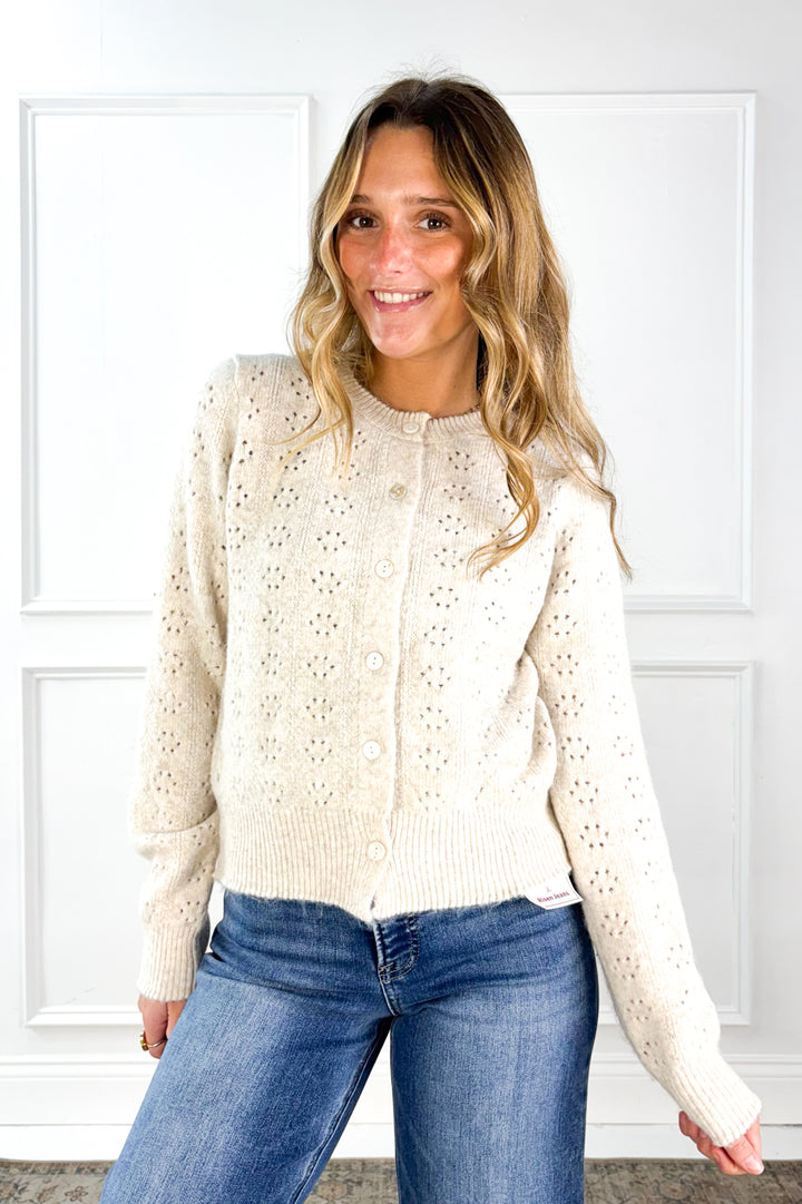 Sweetly Stitched Eyelet Knit Cardigan