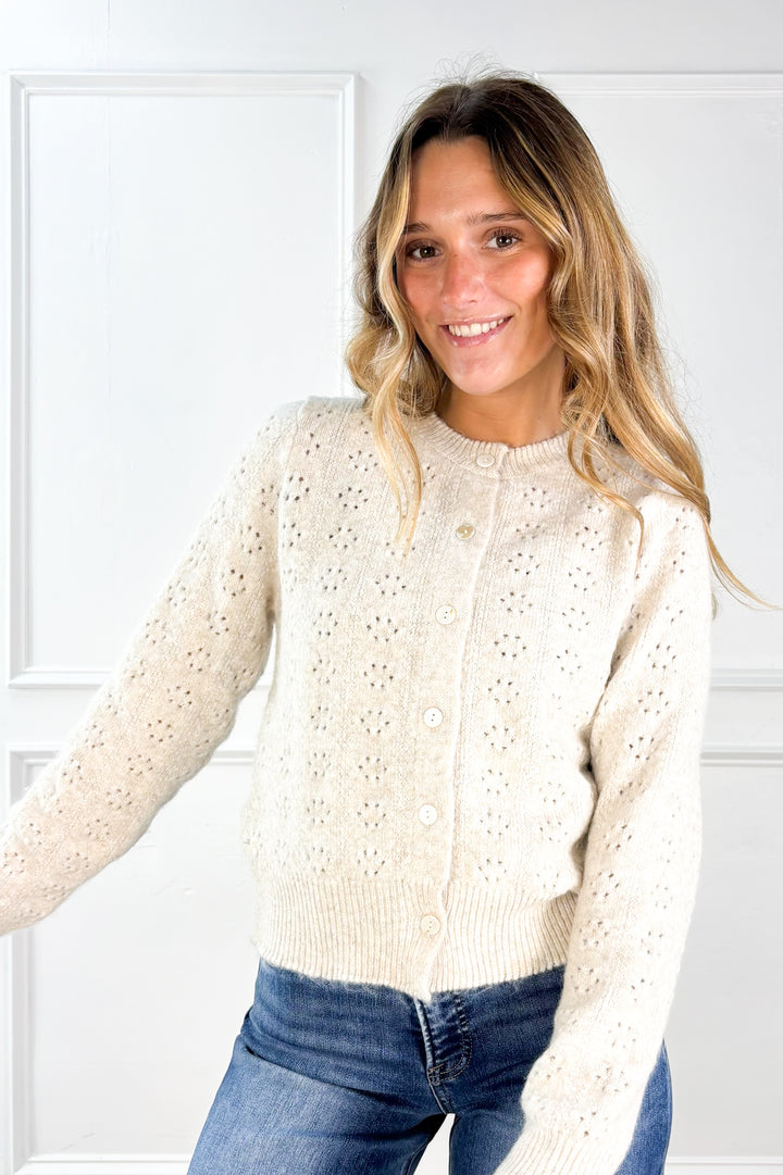 Sweetly Stitched Eyelet Knit Cardigan