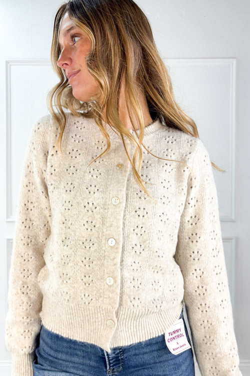 Sweetly Stitched Eyelet Knit Cardigan