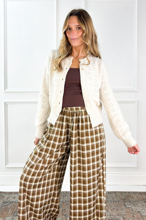 Checkered Boho Wide Leg Pants