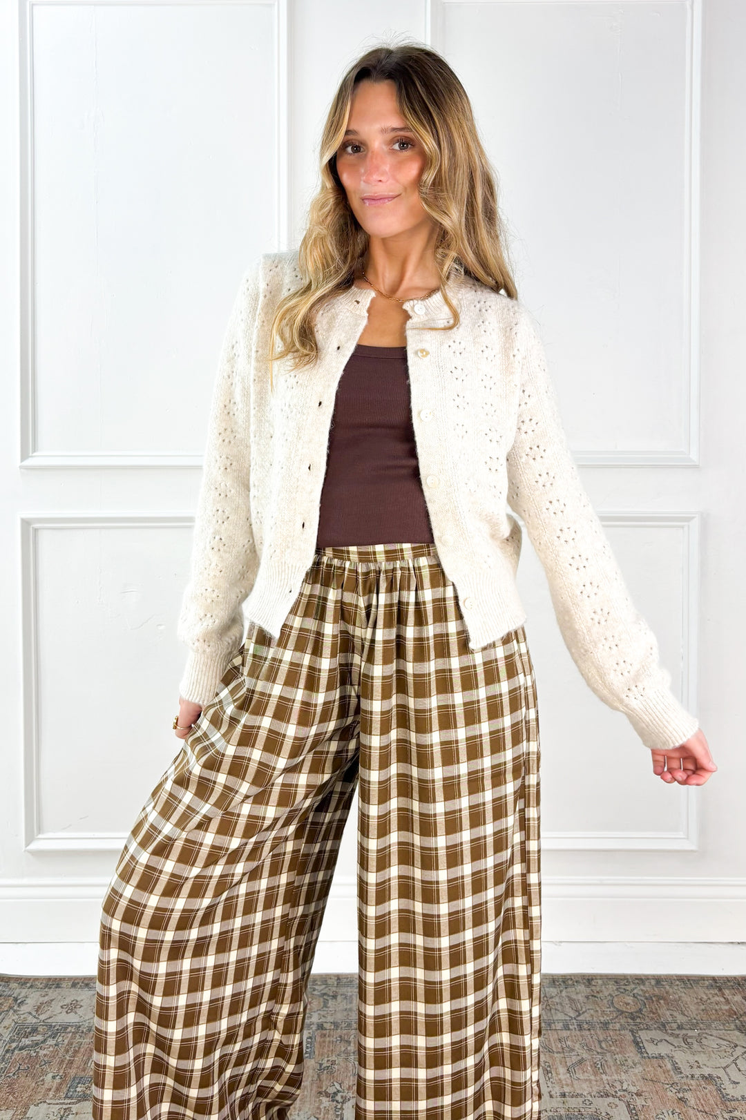 Checkered Boho Wide Leg Pants