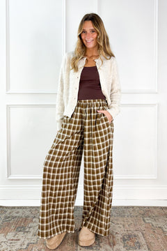 Checkered Boho Wide Leg Pants