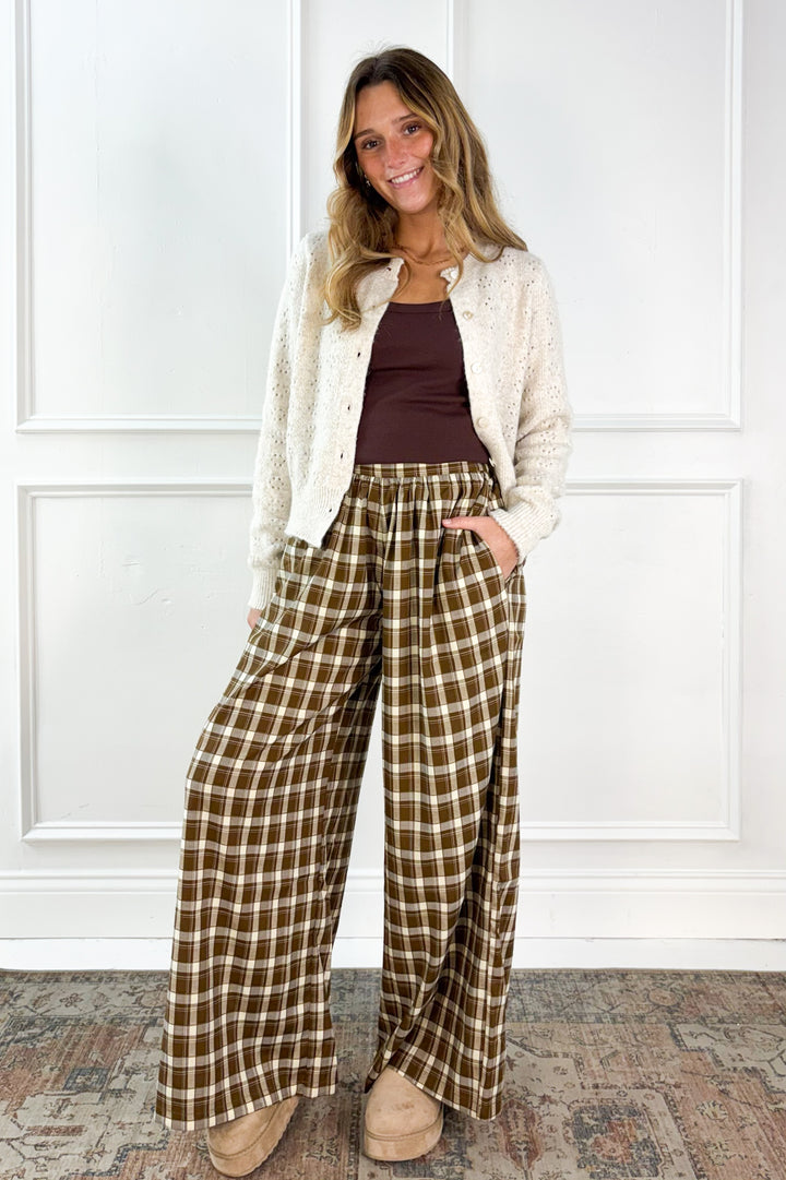 Checkered Boho Wide Leg Pants