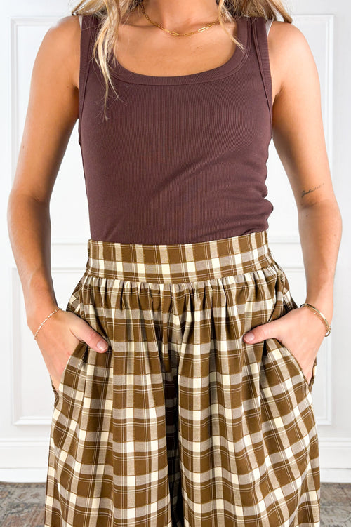 Checkered Boho Wide Leg Pants