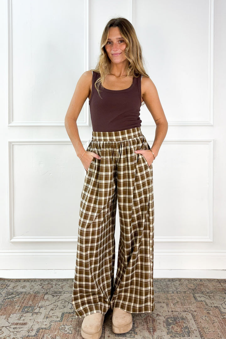 Checkered Boho Wide Leg Pants