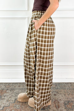 Checkered Boho Wide Leg Pants