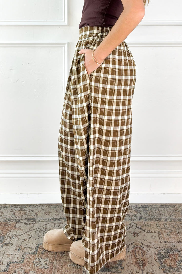 Checkered Boho Wide Leg Pants