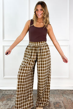 Checkered Boho Wide Leg Pants
