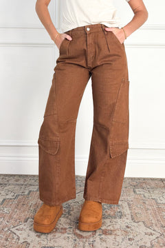 Washed Cargo Barrel Pants