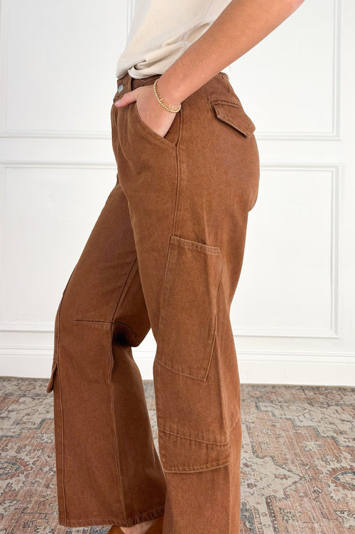 Washed Cargo Barrel Pants