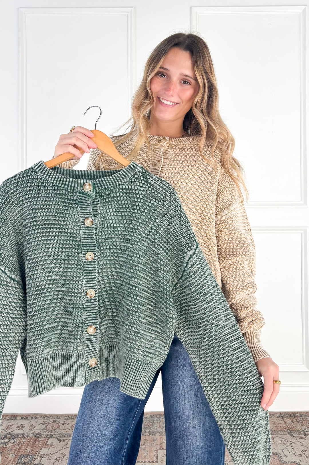 Everyday Texture Button Front Cardigan