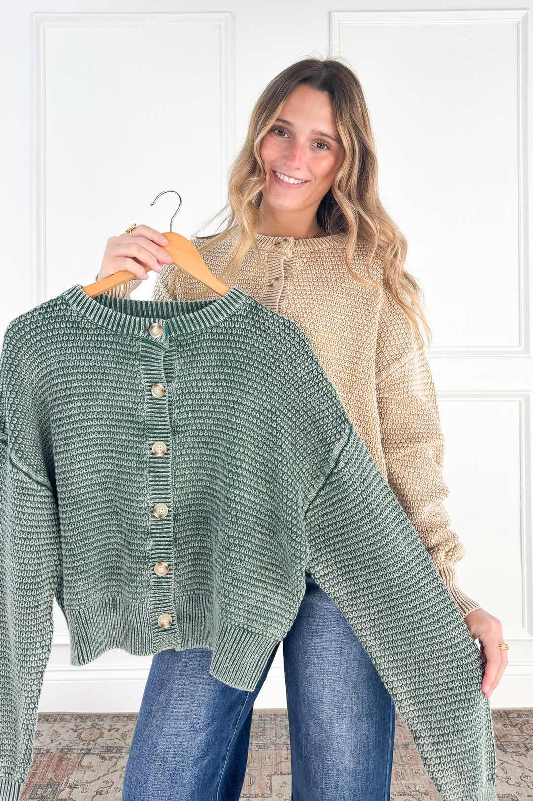 Everyday Texture Button Front Cardigan