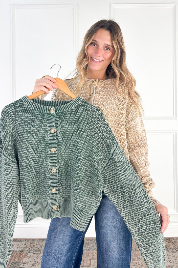 Everyday Texture Button Front Cardigan