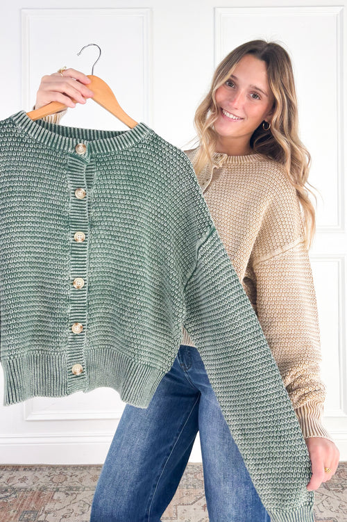 Everyday Texture Button Front Cardigan