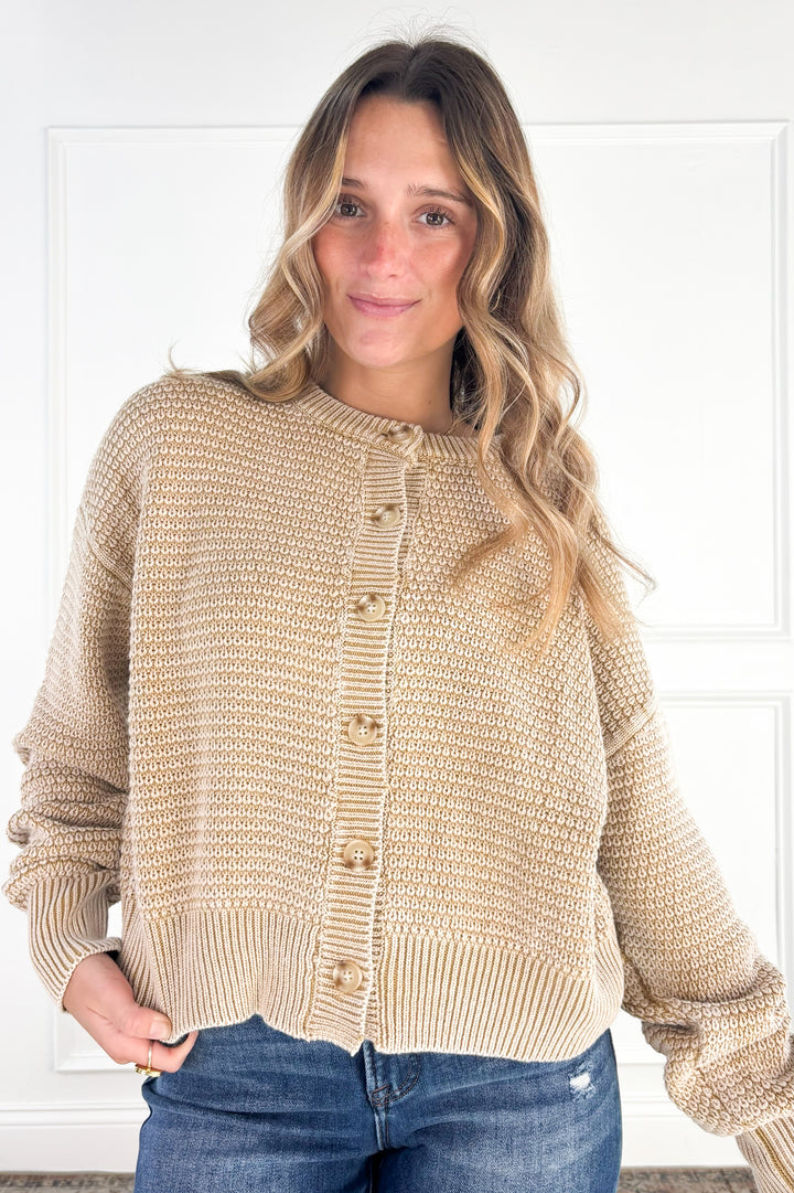 Everyday Texture Button Front Cardigan