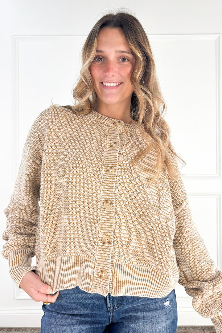Everyday Texture Button Front Cardigan