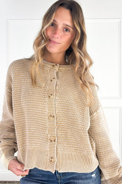 Everyday Texture Button Front Cardigan