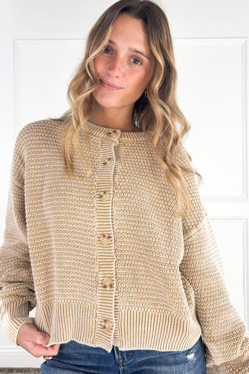 Everyday Texture Button Front Cardigan