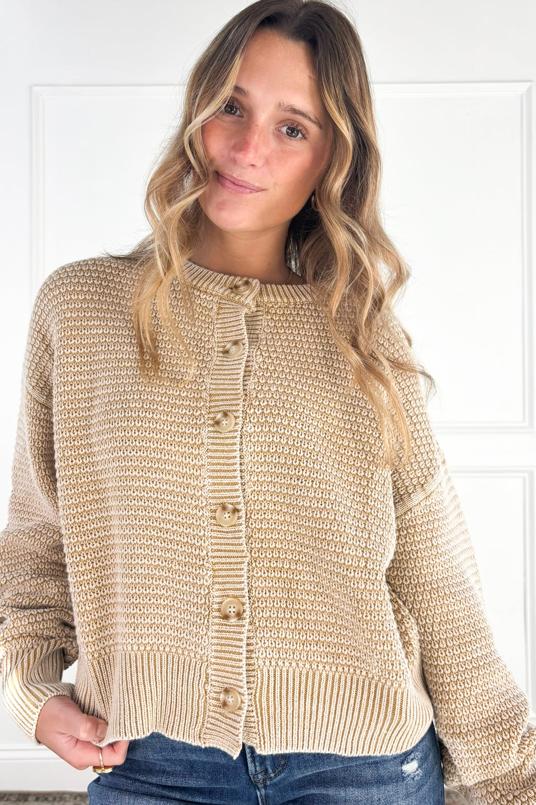 Everyday Texture Button Front Cardigan