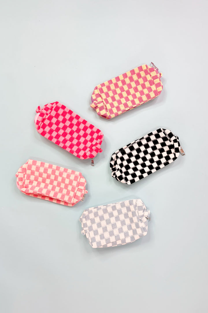 Checkered Makeup Cosmetic Pouch