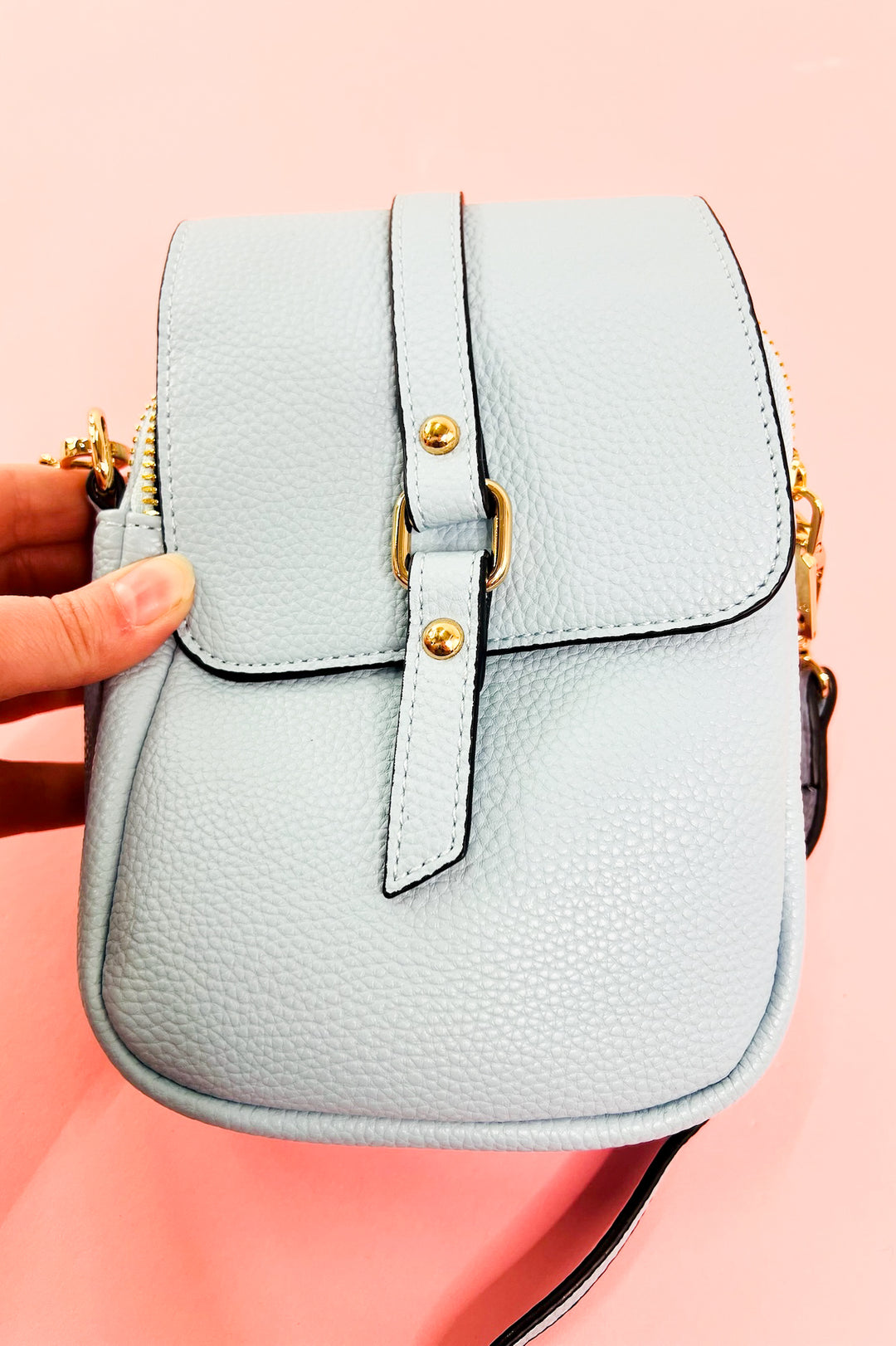 Summer Dual Zip Compartment Crossbody w/ Snap Closure