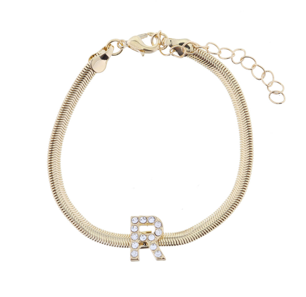 Snake Chain Initial Bracelet| R