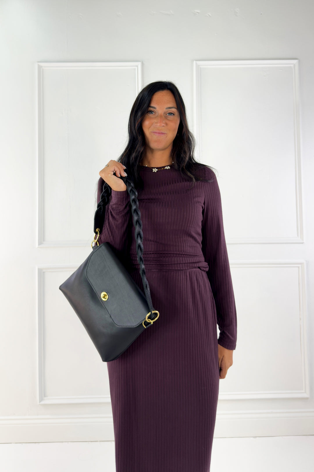 Vintage Plum Knit Pencil Skirt