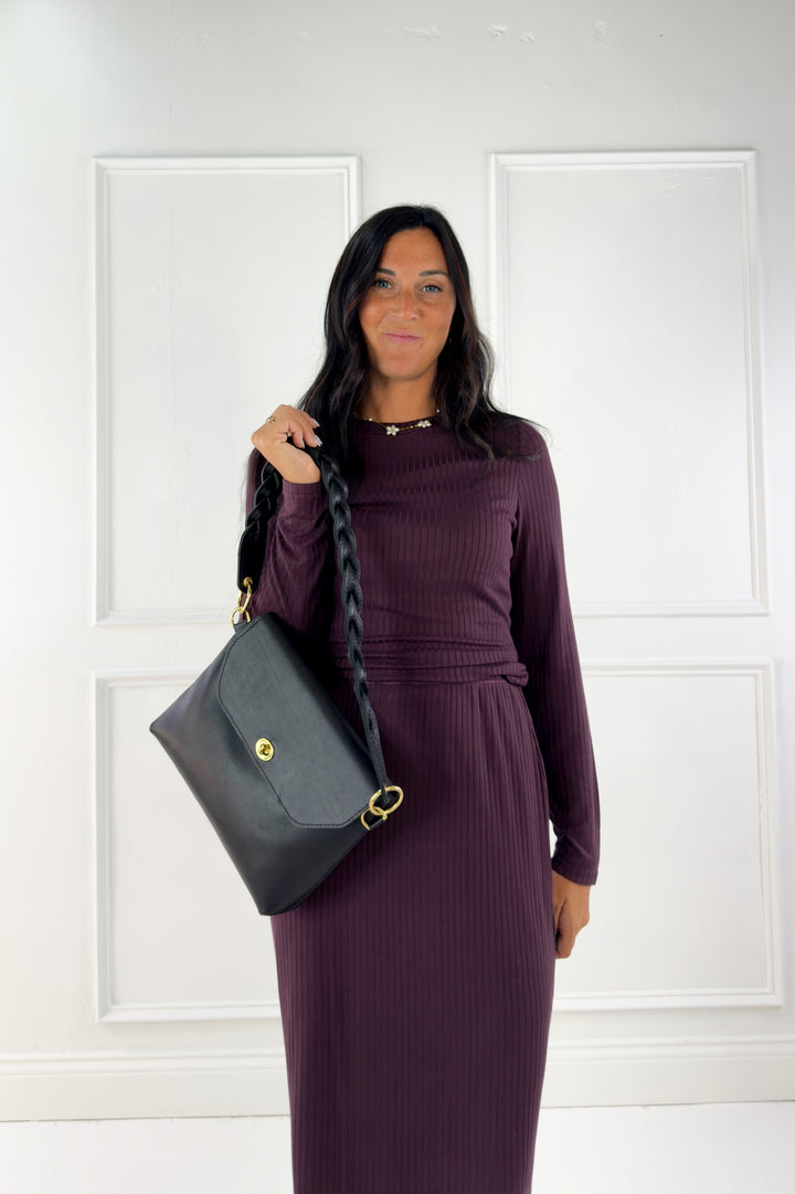 Vintage Plum Knit Pencil Skirt