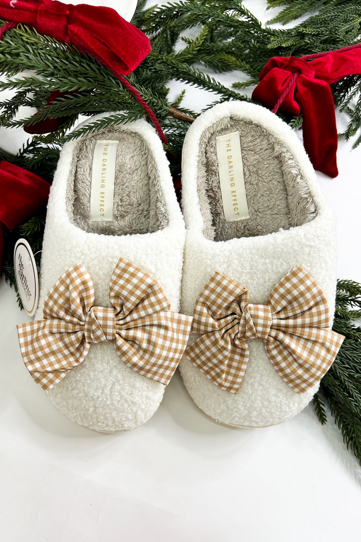 Fuzzy Slippers - Betty Bow Maple Gingham