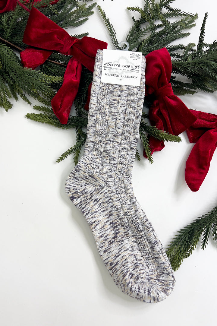 Weekend Light Weight Cable Crew Socks