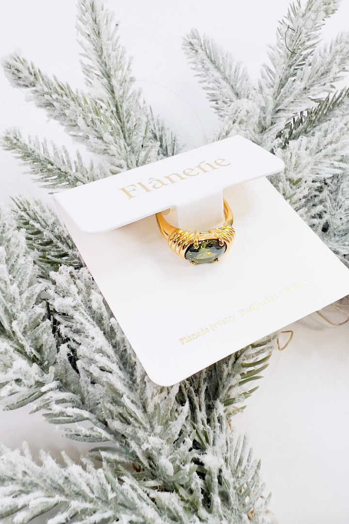 Rhinestone Non-Tarnish 18K Gold Ring