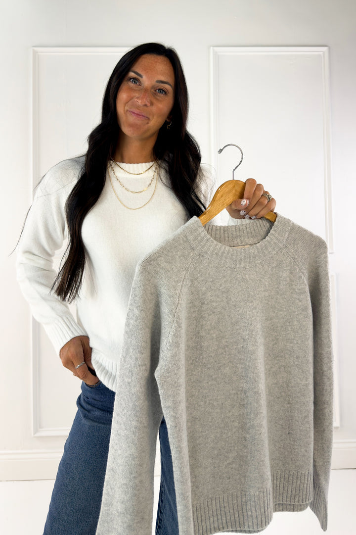 Wool Blend Classic Crewneck Sweater Top
