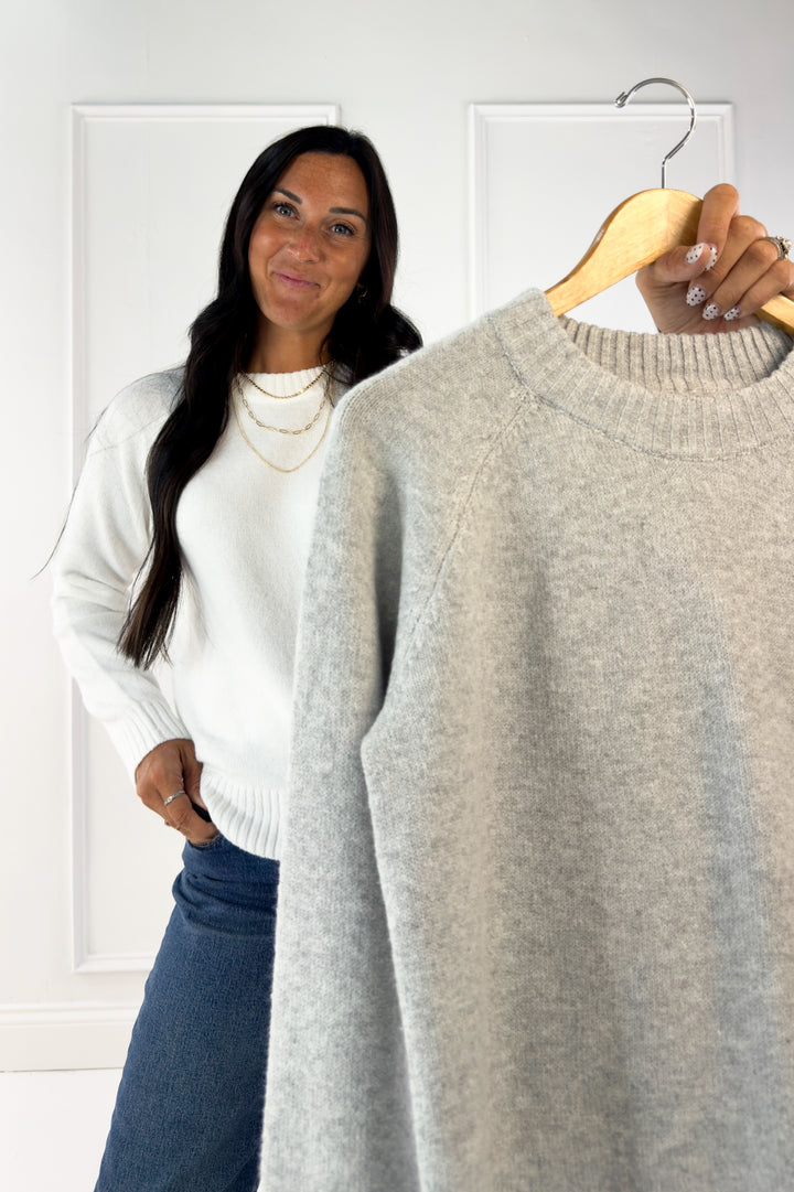 Wool Blend Classic Crewneck Sweater Top