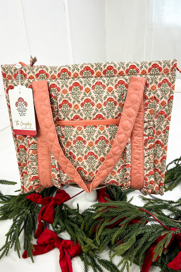 The Everyday Quilted Tote Bag-Everbloom Dusty Rose