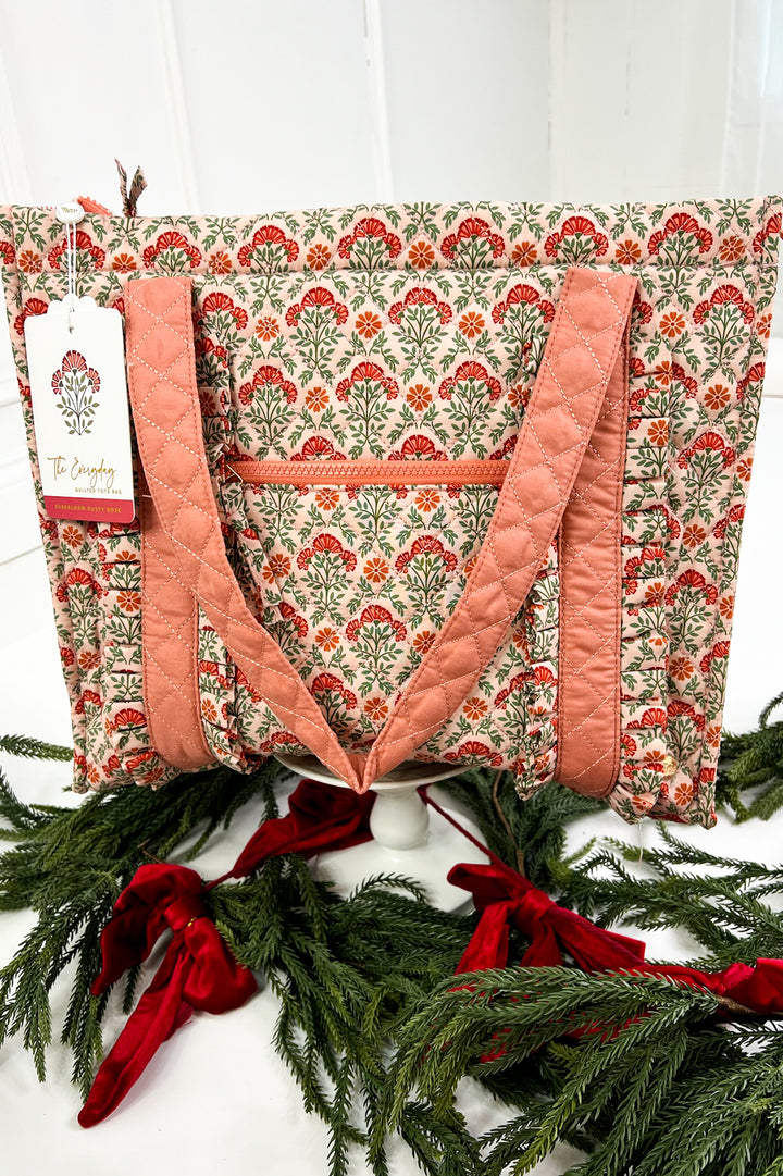The Everyday Quilted Tote Bag-Everbloom Dusty Rose