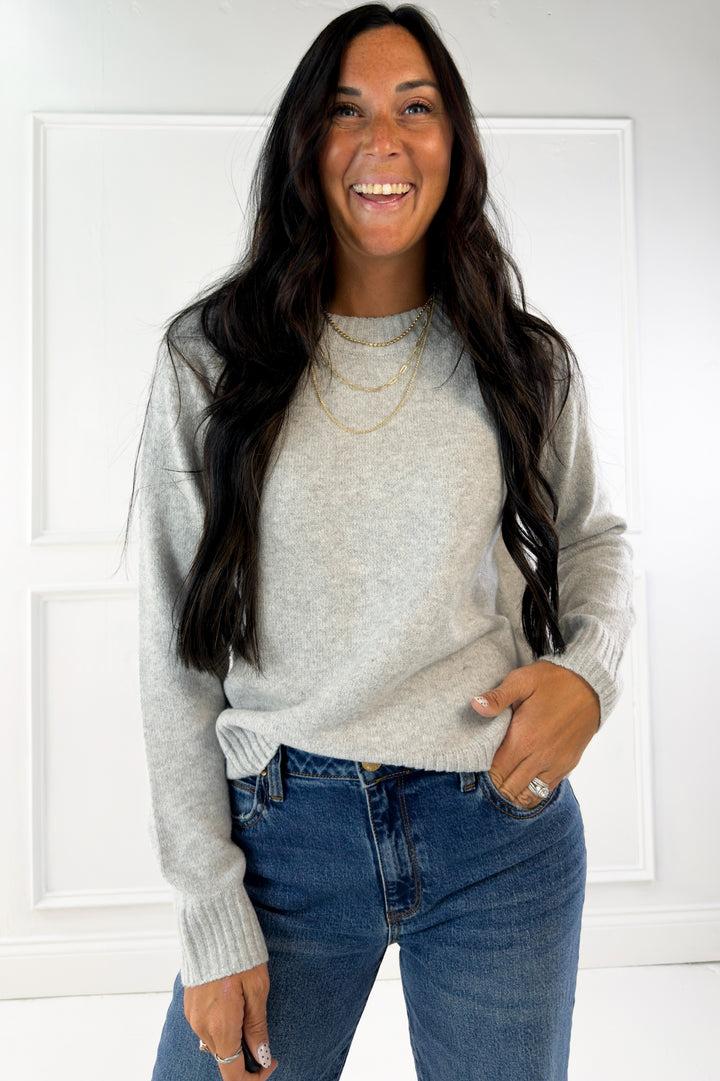 Wool Blend Classic Crewneck Sweater Top