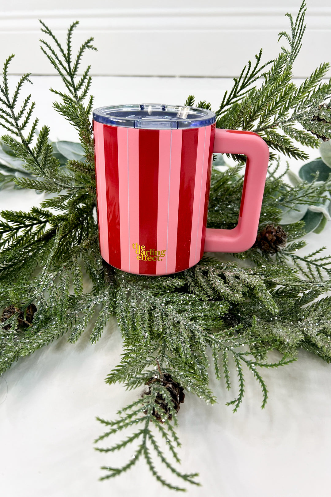 14 oz Insulated Mug-Peppermint Stripes