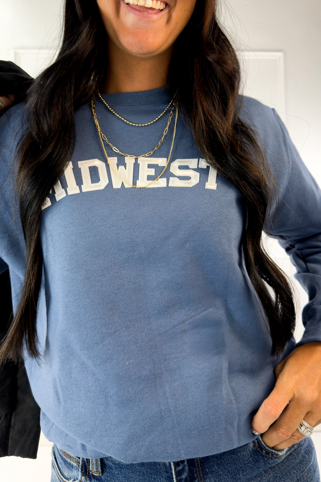 Denim Blue Midwest Patch Crewneck Sweatshirt