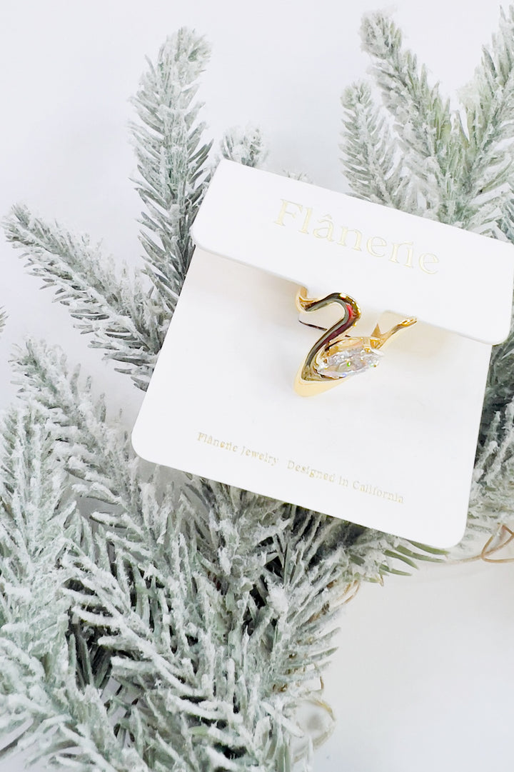 Vana 18K Gold Non-Tarnish Marquise Cz Open Ring