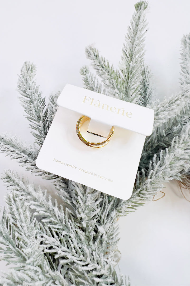 Corlisse 18K Gold Non-Tarnish Textured Crossover Ring